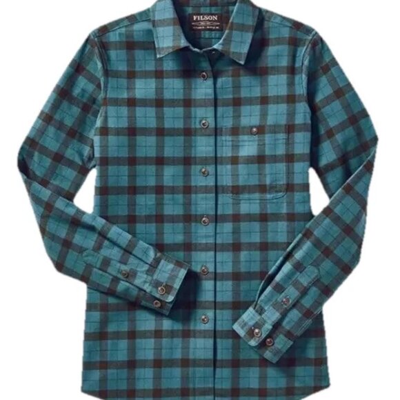 Filson Tops - FILSON Alaskan Guide Shirt Womens‎ Medium Blue Plaid Flannel Long Sleeve Button